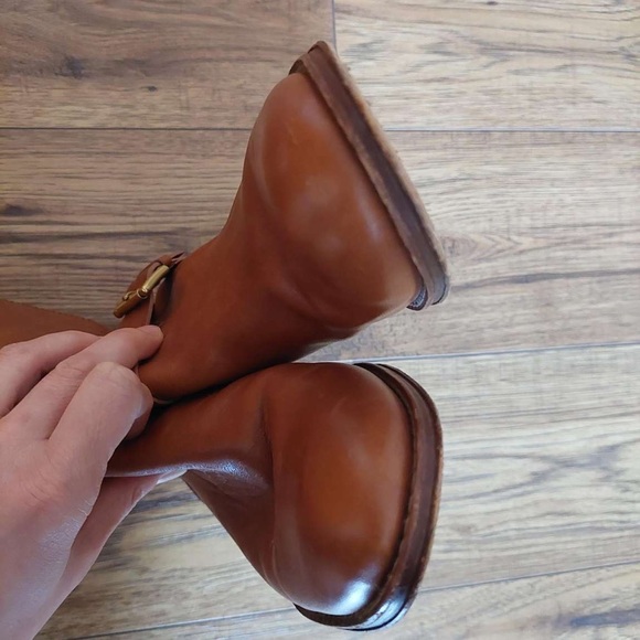 COACH MONIQUE FLAT LEATHER RIDING BOOTS brown/cinnamon - Picture 9 of 11